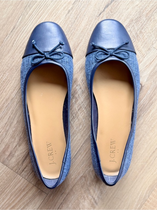 J. Crew Shoes - J. Crew Navy Leather-Cap Bow Ballet Flats
